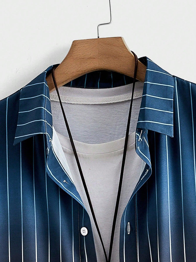 Camisa masculina leve e respirável com estampa tropical inspirada em brisas de praia.