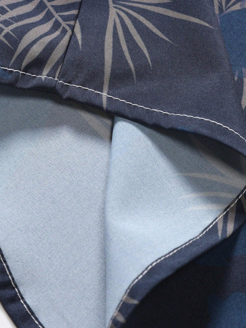 Conforto e frescor em uma camisa tropical com estampa de entardecer.